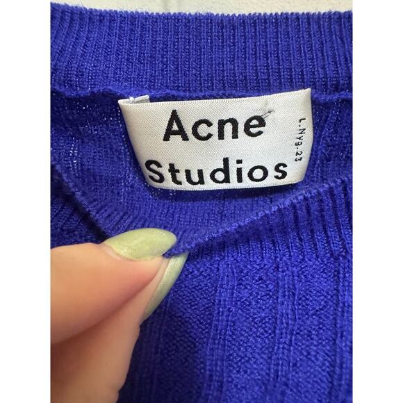 Acne Studios High Crewneck Wool Ribbed Long Sleeve In Royal Blue Size Small - Picture 7 of 10
